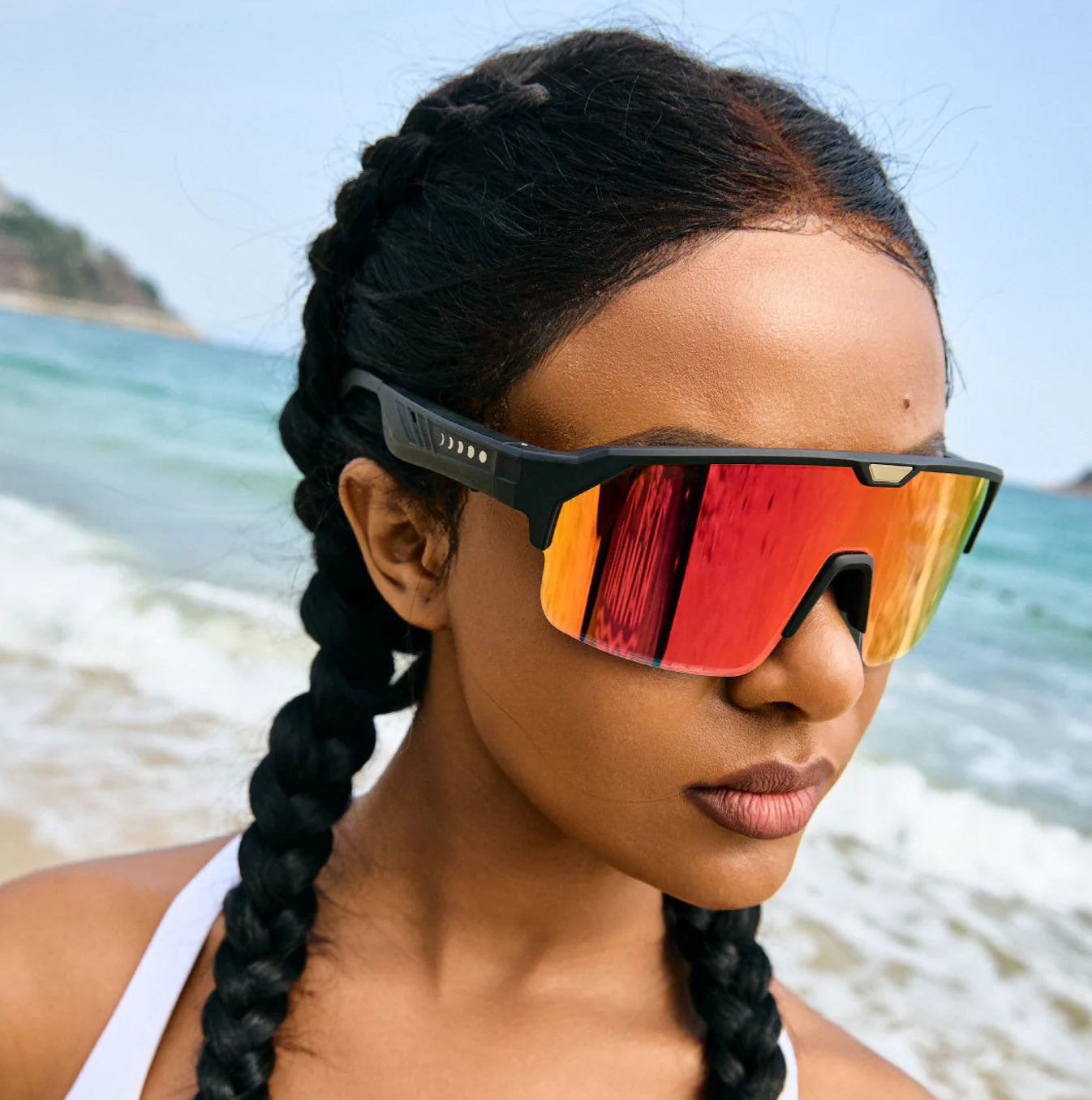 Ochelari Sport Music Shield Slider - Negru Mat și Roșu