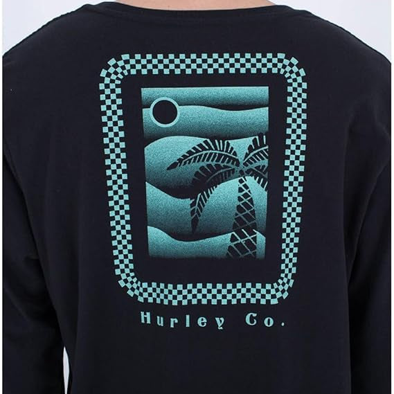 Tricou Hurley EVD Checker Palm LS T-Shirt - vedere 5