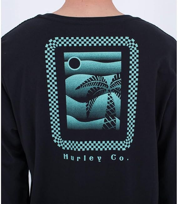 Hurley Men's Evd Checker Palm LS T-Shirt
