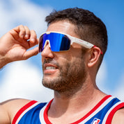 Ochelari Sport Music Shield Slider - Albastru și Roșu