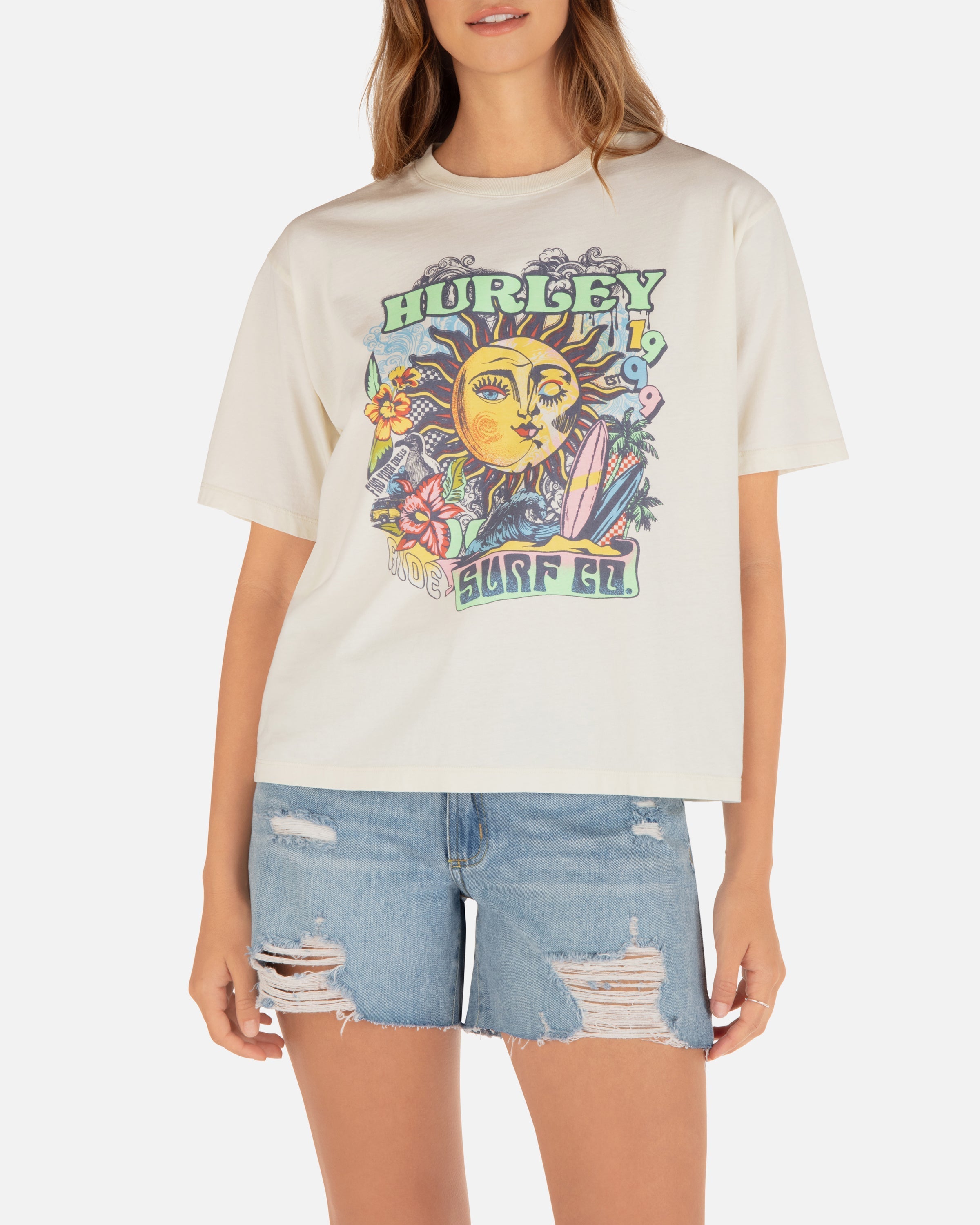Tricou Along For The Ride Slim Boyfriend Crewneck