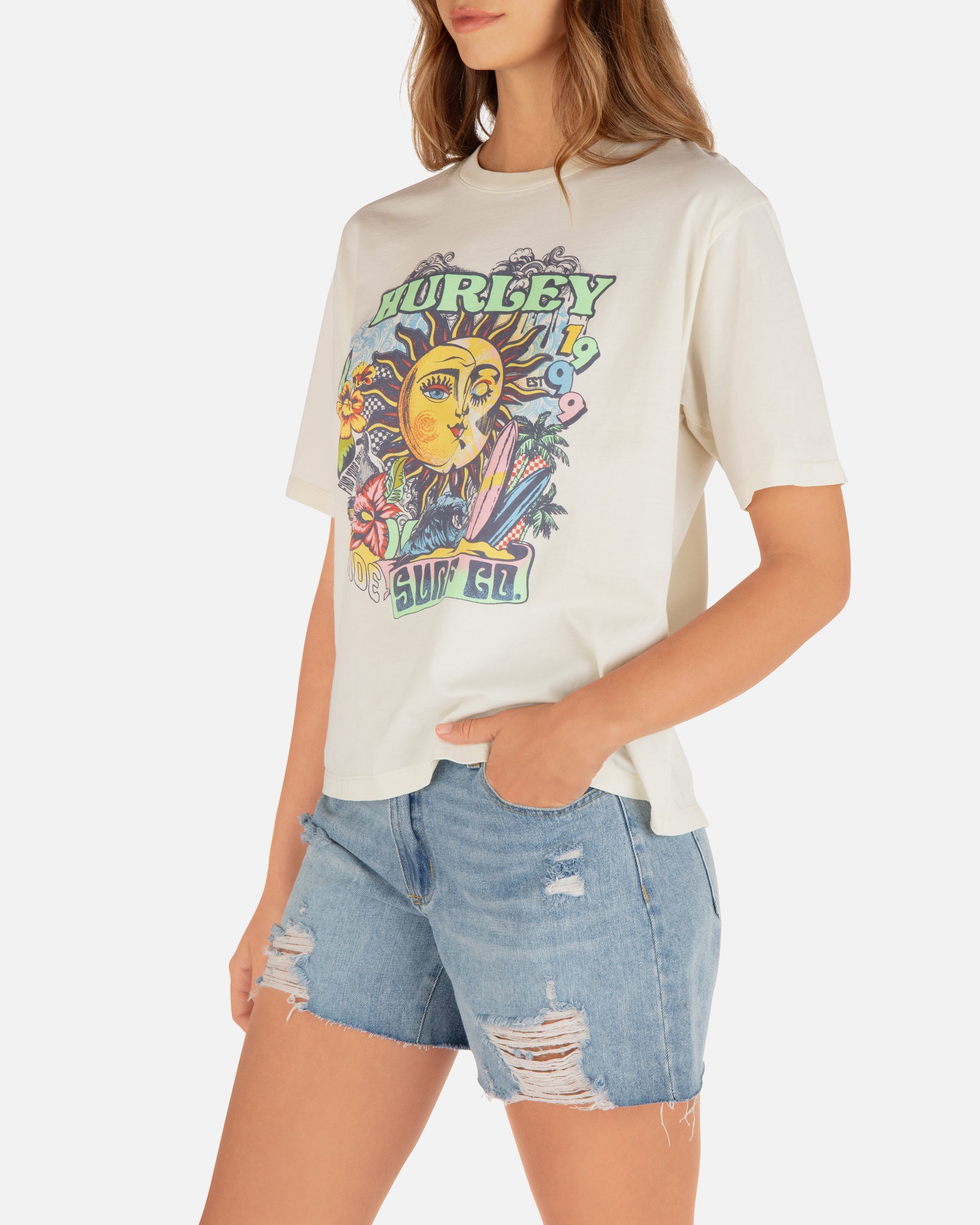 Tricou Along For The Ride Slim Boyfriend Crewneck