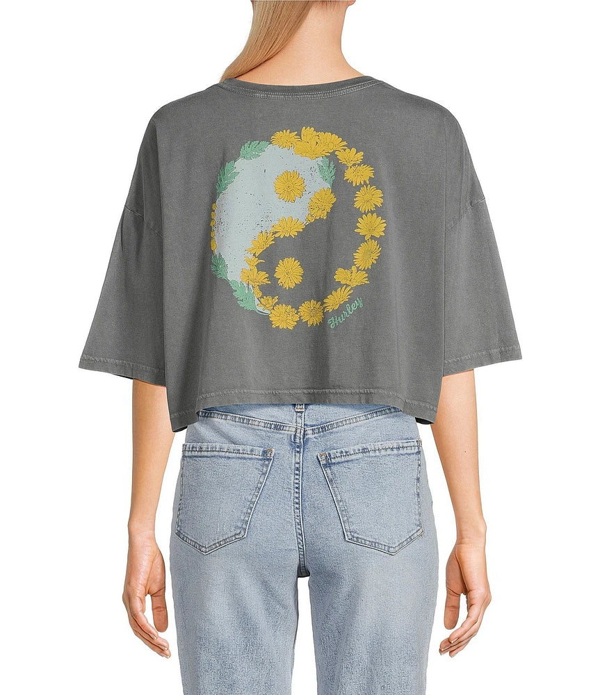 Tricou HURLEY YIN & YAN BOYFRIEND CROPPED TEE