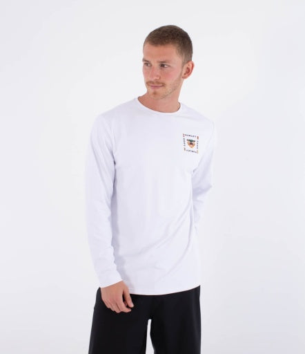 Lycra HURLEY - RASH REGULAR BOLUD LS WHITE