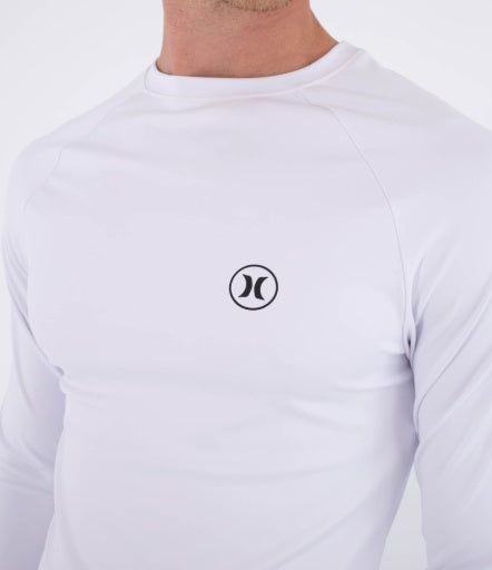Lycra HURLEY - RASH SLIM FIT ICON CIRCLE LS WHITE