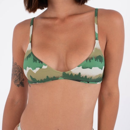 Costum de baie HURLEY - HURLEY SCOOP CROP TOP PRINT RIVERDALE