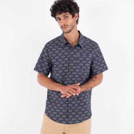 Camasa HURLEY - M WOVEN SS PRINTING PRESS ARBORE BLACK