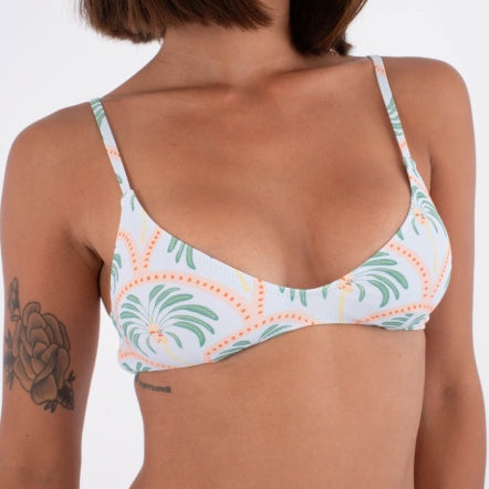 Costum de baie HURLEY - HURLEY SCOOP CROP TOP PRINT BEACH CLAY