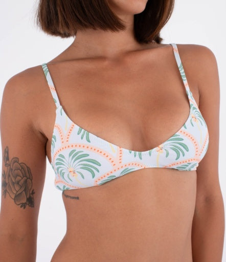 Costum de baie HURLEY - HURLEY SCOOP CROP TOP PRINT BEACH CLAY
