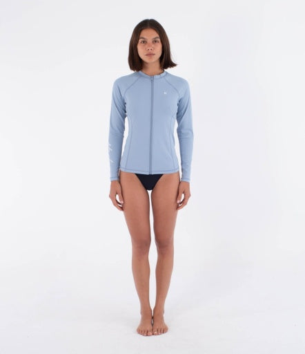 Lycra HURLEY - W RASH LS ZIP TEE SPRING BREEZE