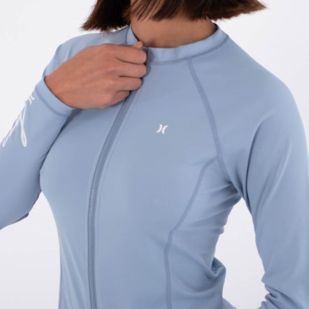 Lycra HURLEY - W RASH LS ZIP TEE SPRING BREEZE