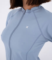 Lycra HURLEY - W RASH LS ZIP TEE SPRING BREEZE