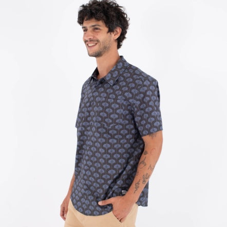 Camasa HURLEY - M WOVEN SS PRINTING PRESS ARBORE BLACK