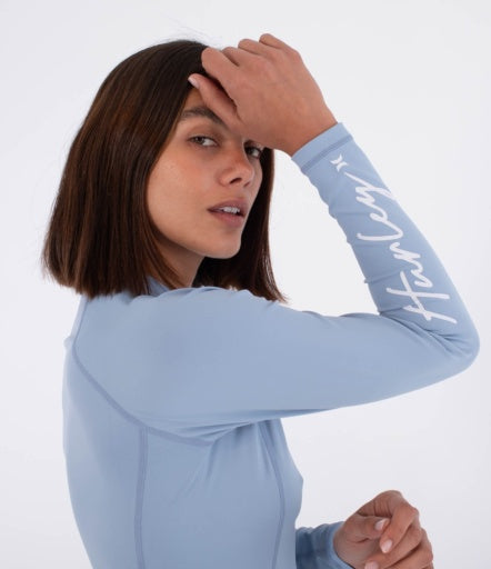 Lycra HURLEY - W RASH LS ZIP TEE SPRING BREEZE